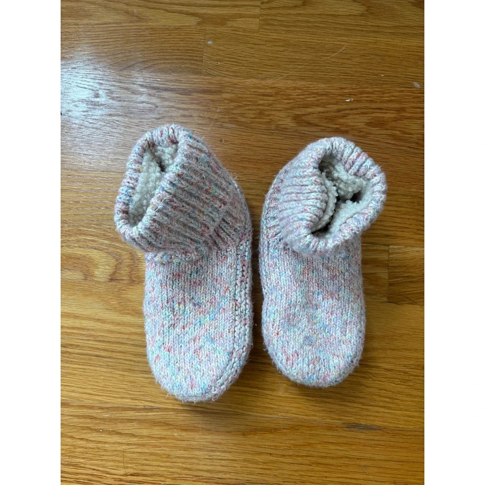 Bombas Youth Gripper Slippers Multi Confetti Knit Sherpa Lined Size 1-5 Y1.5